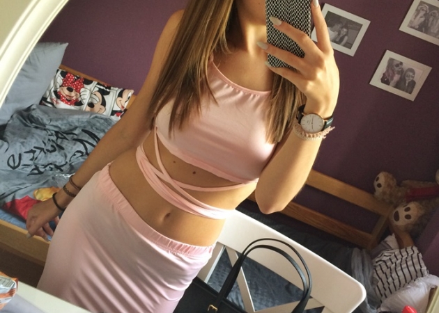 Pink top with skirt