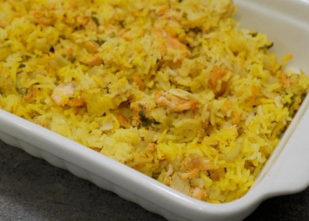 Salmon biryani, czyli ryż z łososiem