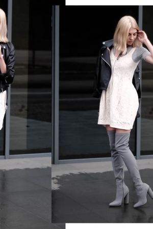 15.10.2016 - OOTD / TREND NA JESIEŃ - SZARE KOZAKI ZA KOLANO
