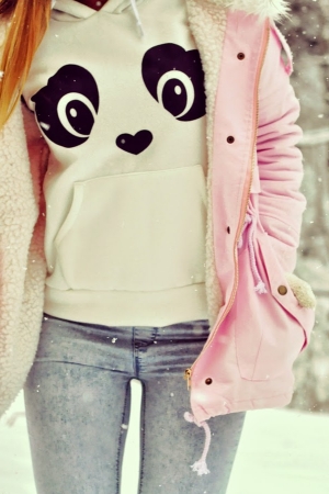 Pink parka (black & white)